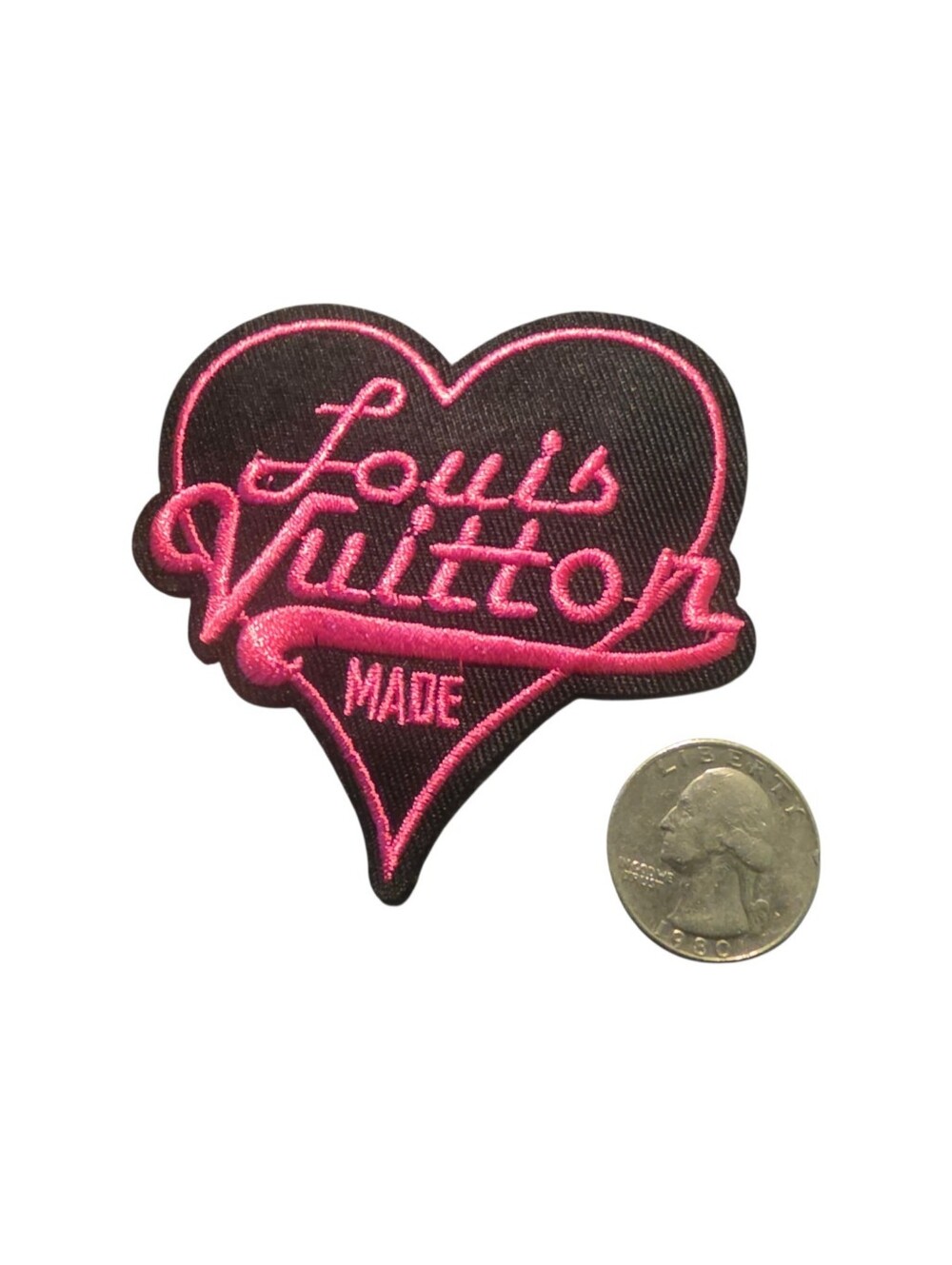 Luxury Fashion Heart Embroidered Iron on Patch Black & Pink